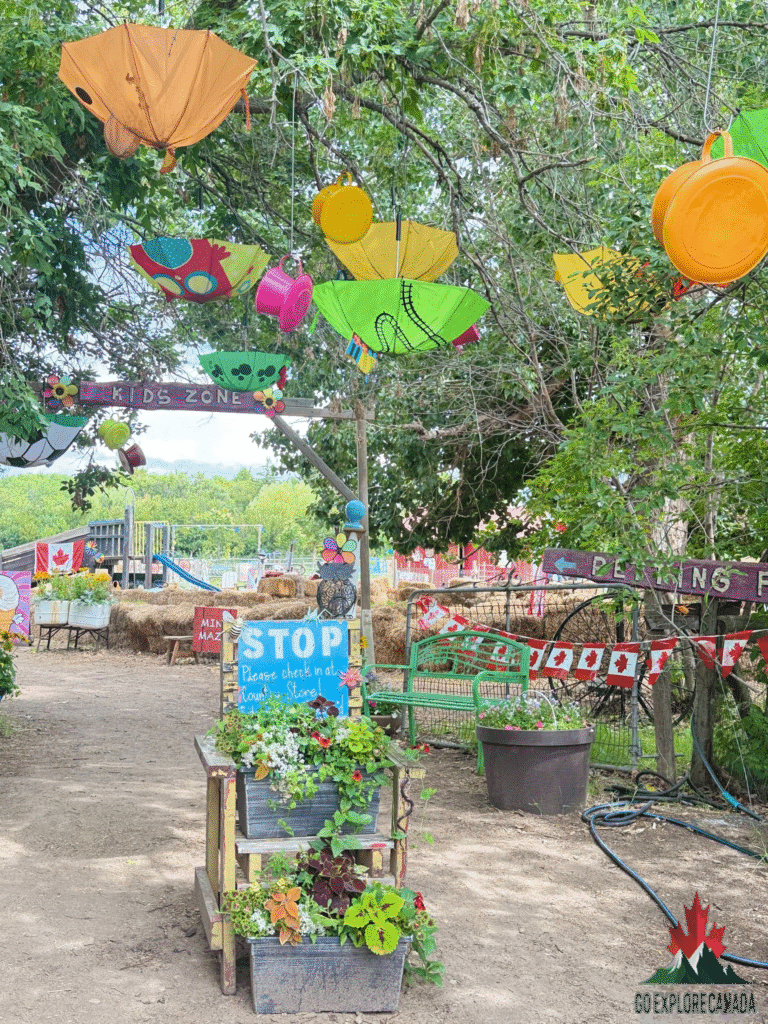 Kids Zone Entrance Decorated with Umbrellas